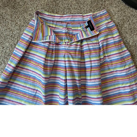 TALBOTS skirt, size Women's 8; colorful stripes & crisp Cotton; Flared styling - Picture 4 of 6